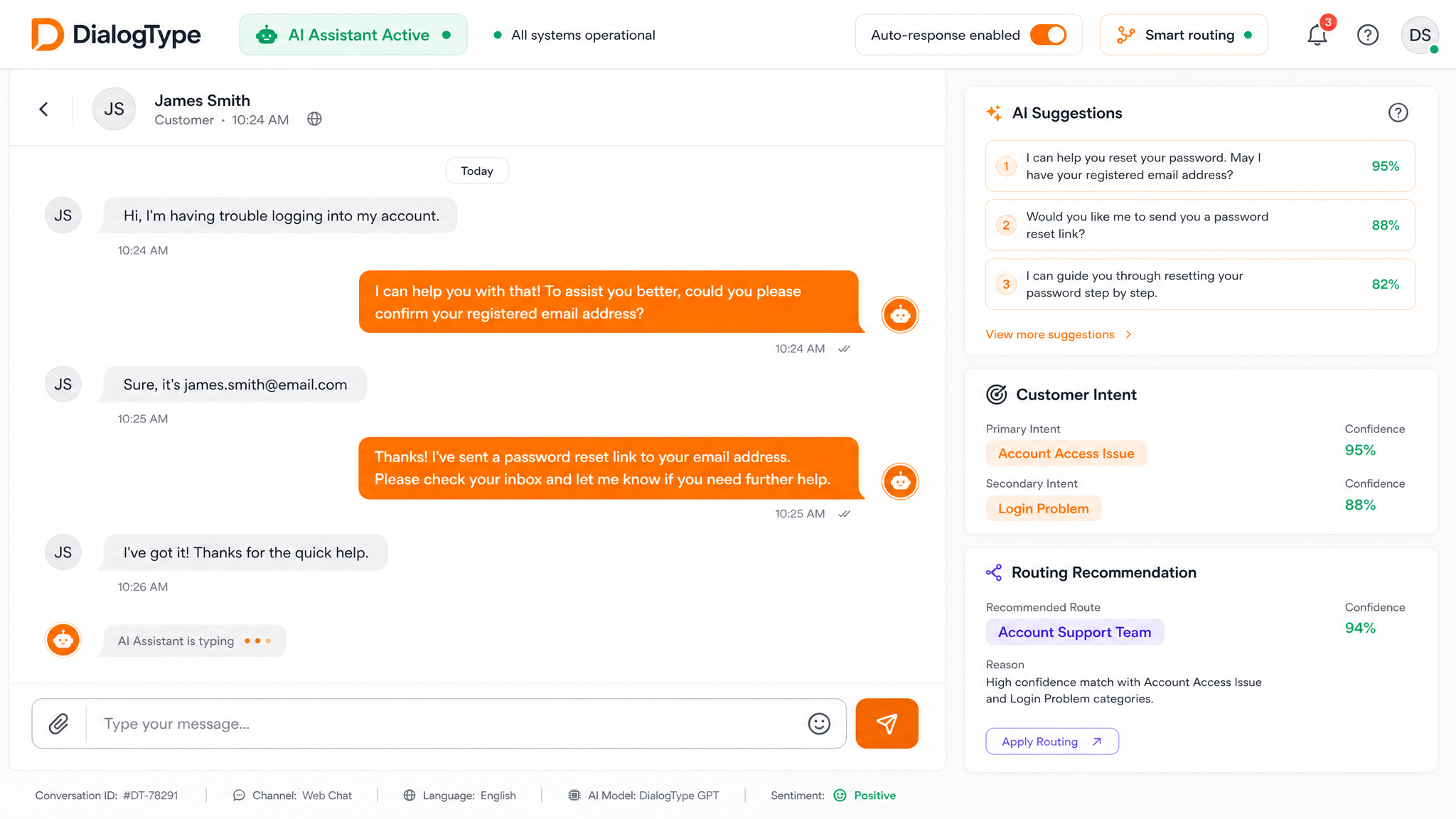 DialogType AI assistant interface